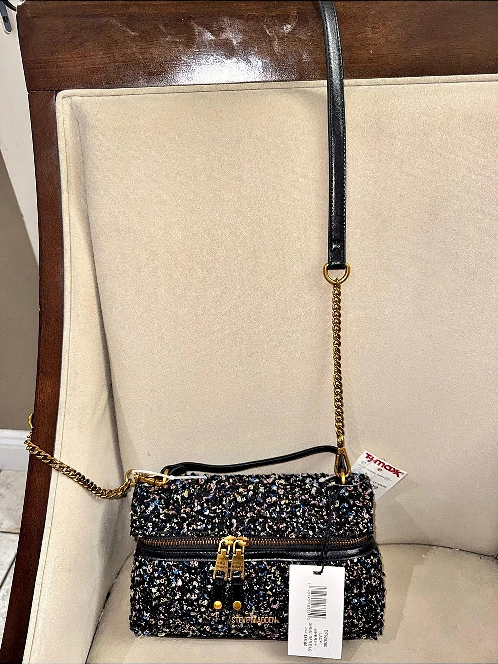 Steve Madden Tweed Crossbody Bag in Black & Multicolor NWT